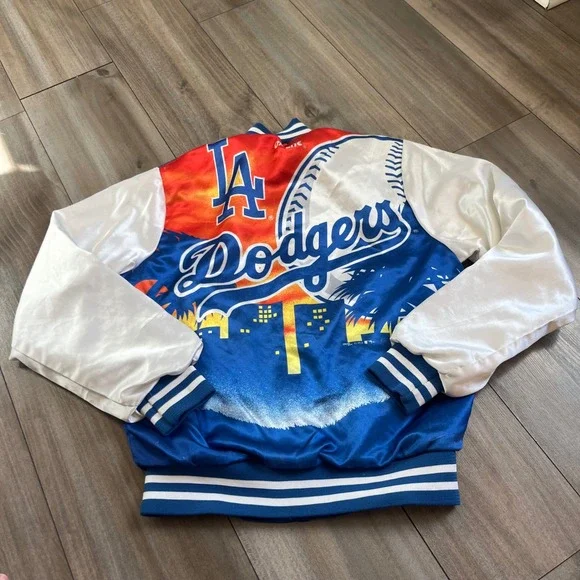 Chalk Line LA Dodgers Vintage Satin Varsity Jacket Blue White Mens Small - Picture 4 of 5